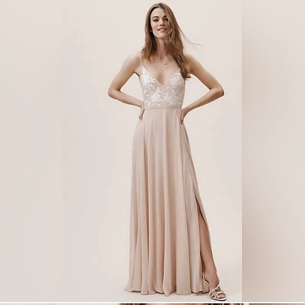 Anthropologie BHLDN Women's Bridal Bridesmaid Embroidered Boho Maxi Gown Dress